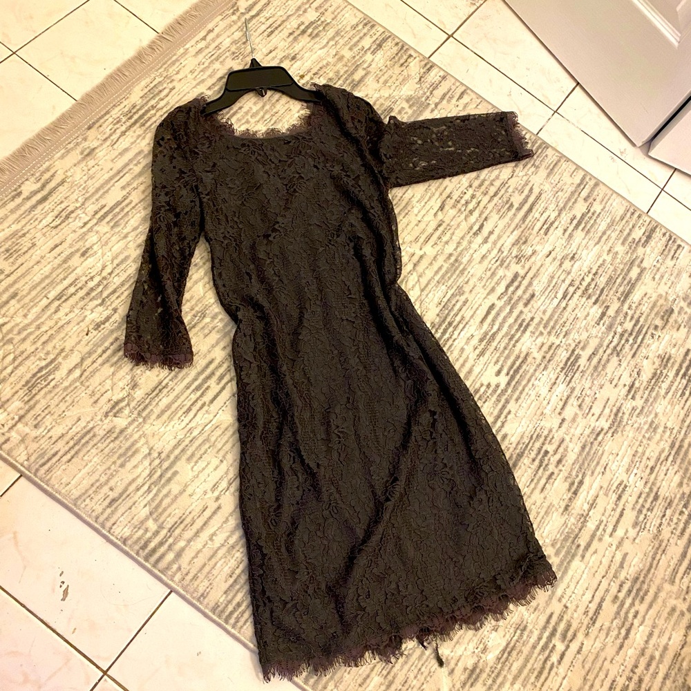 Gorgeous grey lace lined mini dress.